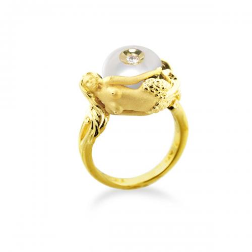 Diamond in a Pearl Ring