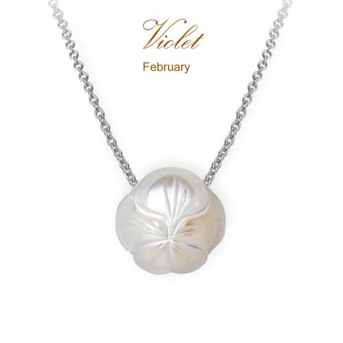 Violet Pearl Flower In silver