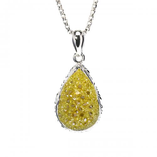 Galaxia Pendant With Lab-Grown Yellow Diamond Druzy