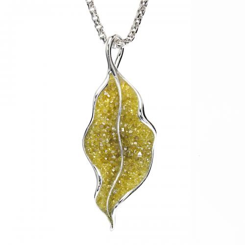 Galaxia Pendant With Lab-Grown Yellow Diamond Druzy